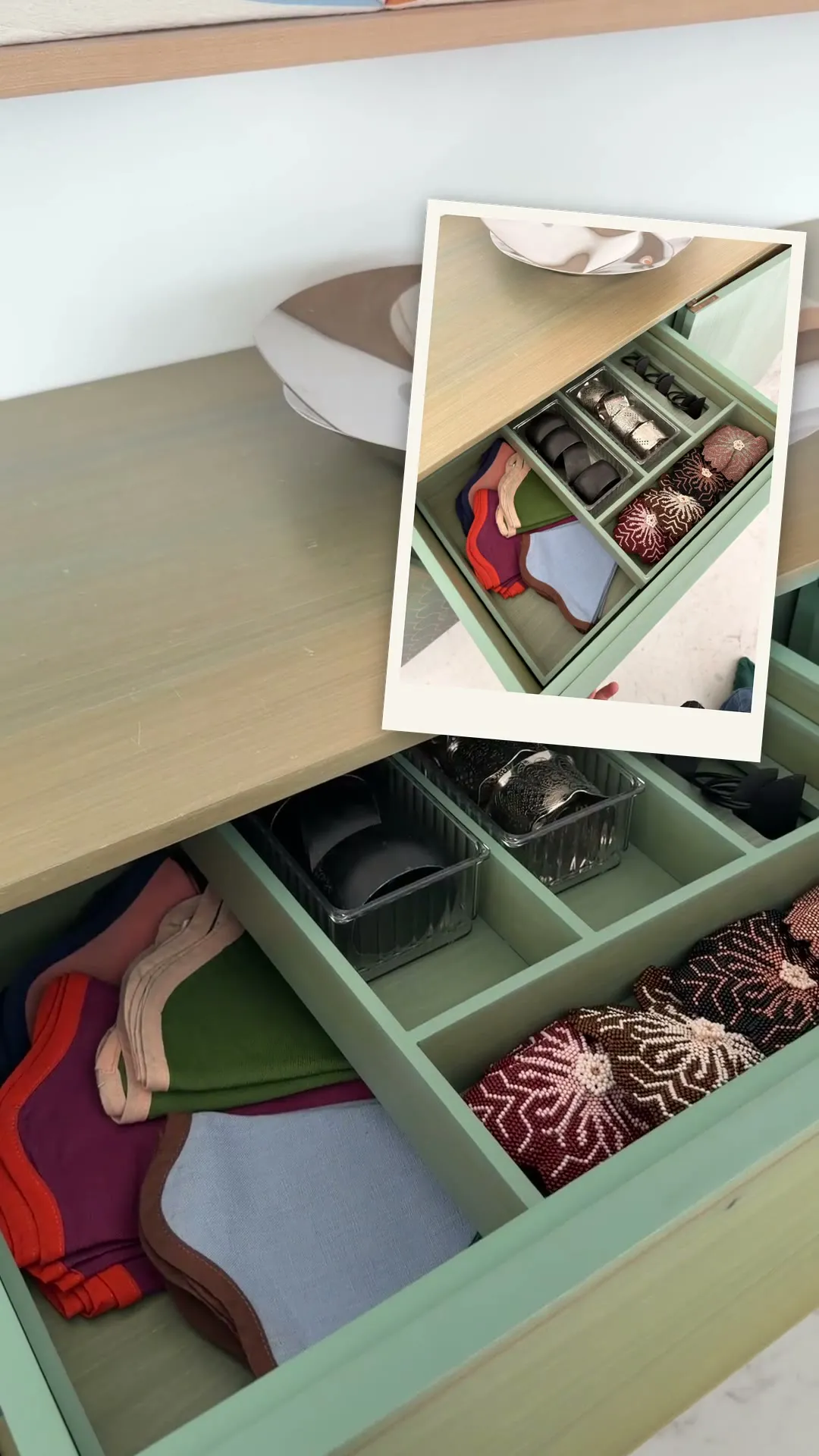 An organised drawer with labelled trays, from a Space Edit video